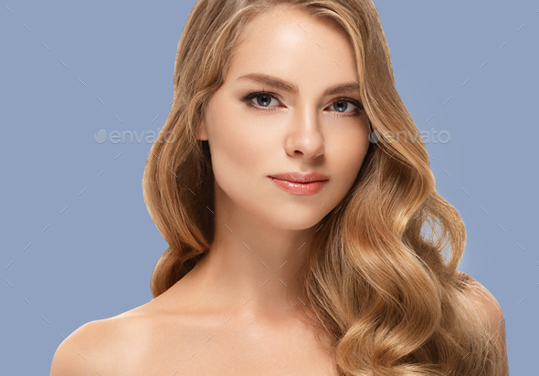 Blonde woman beauty make up natural beautiful female portrait