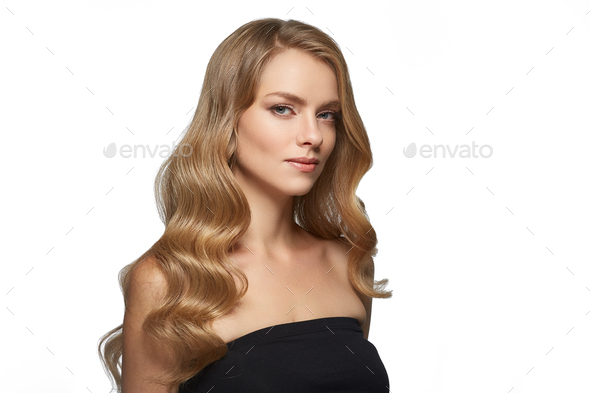 Blonde woman beauty make up natural beautiful female portrait - Stock Photo - Images