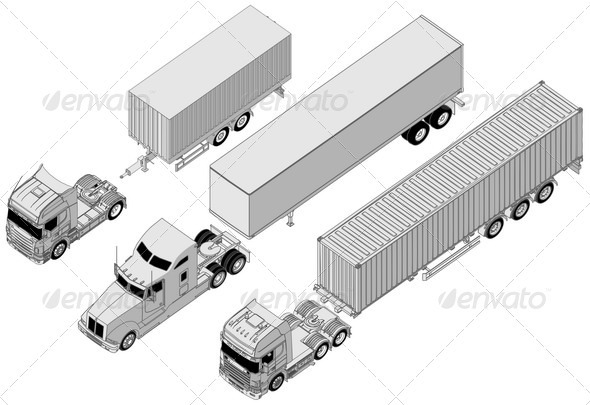 Semi Trucks Set - Man-made Objects Objects