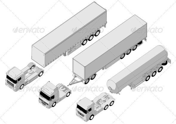 Semi Trucks Set - Man-made Objects Objects