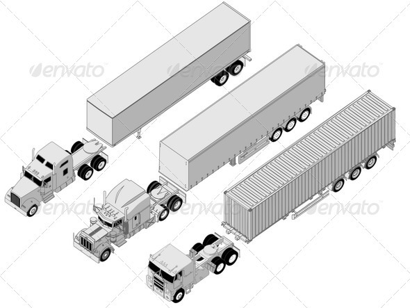 Semi Trucks Set - Man-made Objects Objects