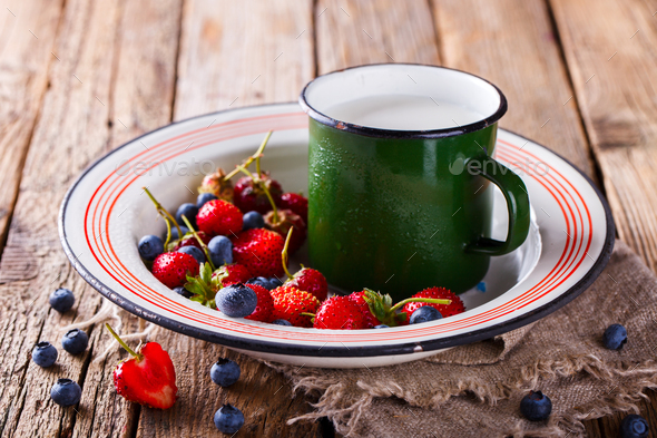 Fresh Strawberries and Blueberries.Food or Healthy diet concept. - Stock Photo - Images