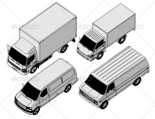 Delivery Van Isometric Set - Man-made Objects Objects