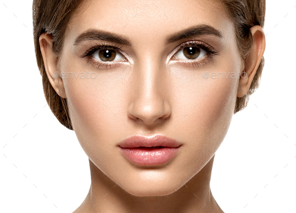 Beauty face of the young beautiful woman Stock Photo by valuavitaly
