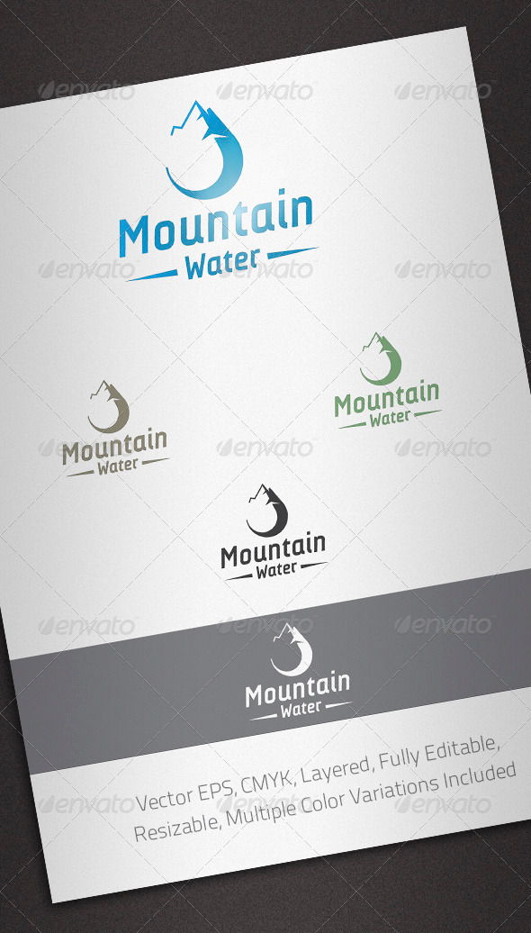 Mountain Water Logo Template - Nature Logo Templates