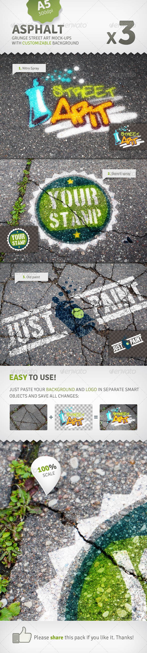 Asphalt - 3 Graffiti Street Art Mockups