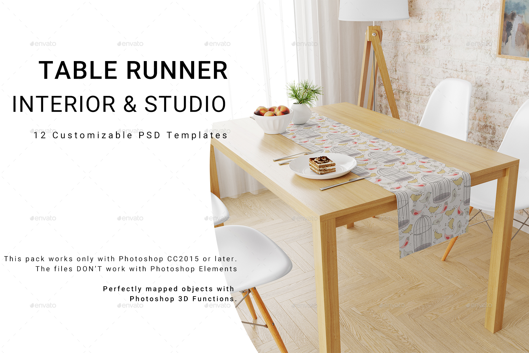 Table Runner Interior and Studio Mockup Set by mock-ups | GraphicRiver