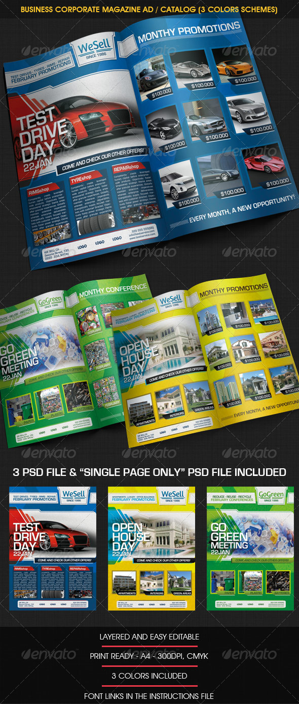 Business Corporate Magazine Ad / Catalog (3 color) - Magazines Print Templates
