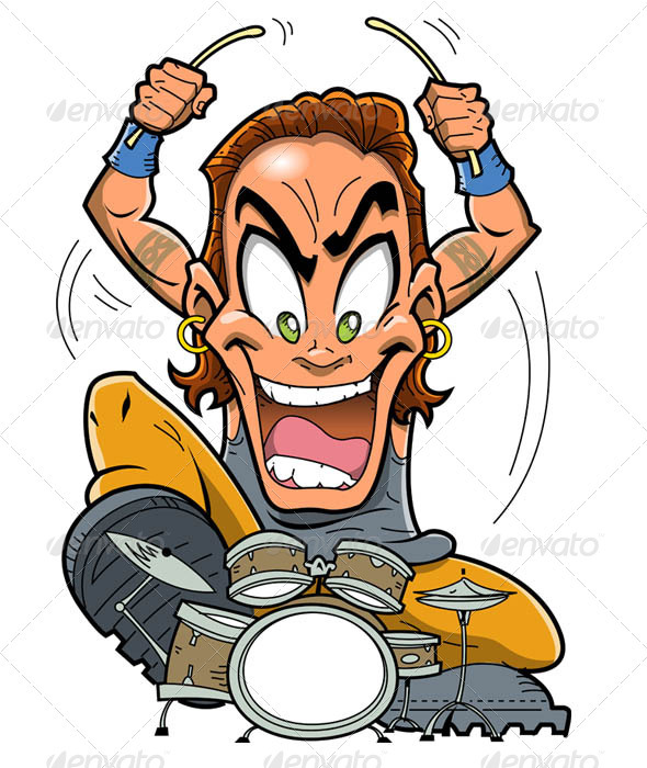 Heavy Metal Drummer - Characters Vectors