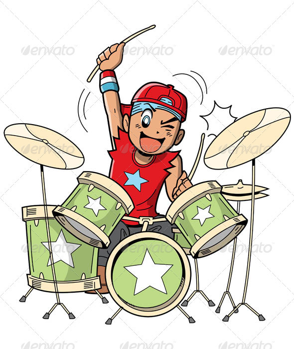 Anime Manga Drummer - Characters Vectors