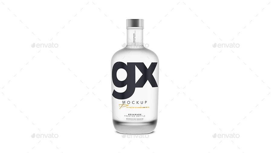 Download Beverage Glass Frosted Bottle Mockup Front View By Graxaim