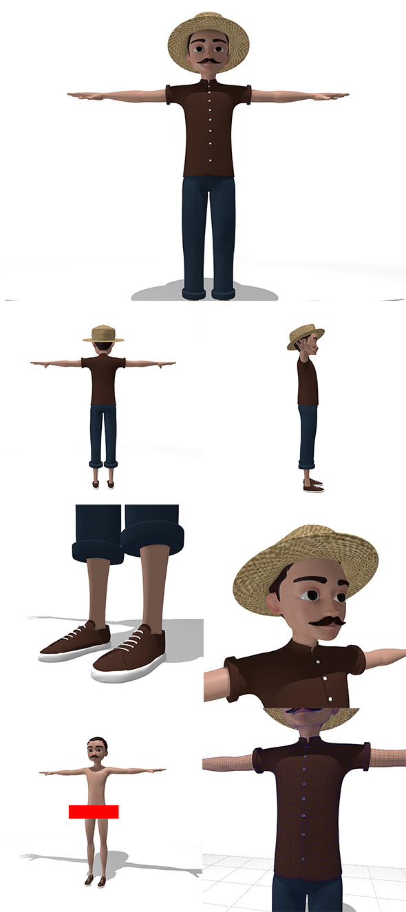Fisherman Cartoon Character - 3Docean 26737105