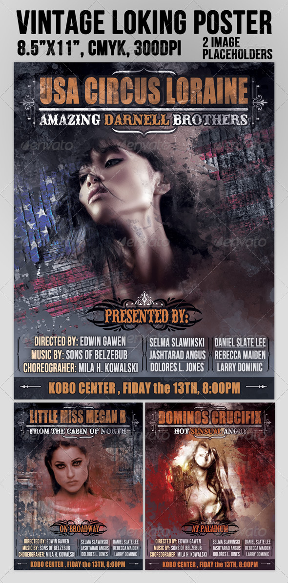 Vintage Looking Grunge Poster - Flyers Print Templates
