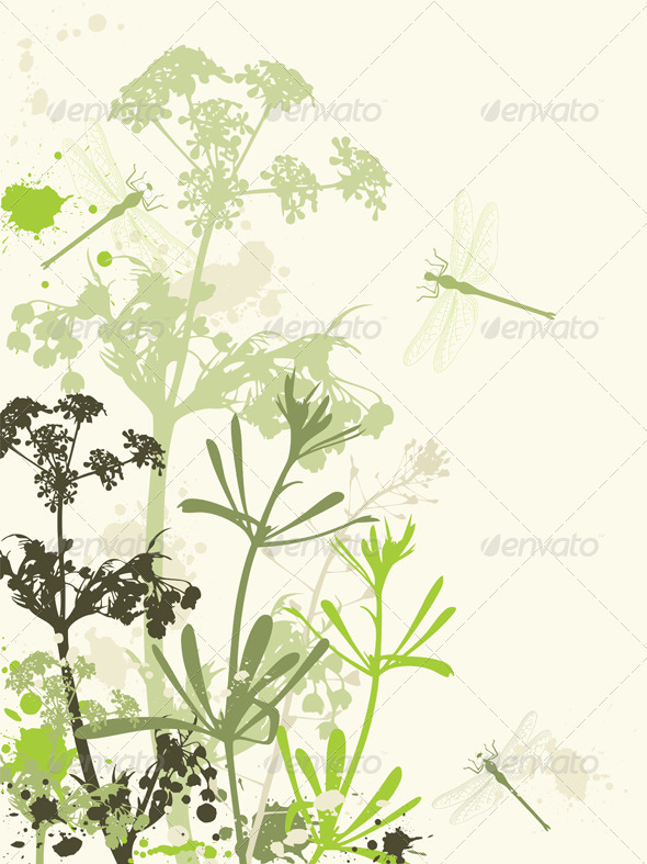 Grunge Background with Flowers - Flowers & Plants Nature