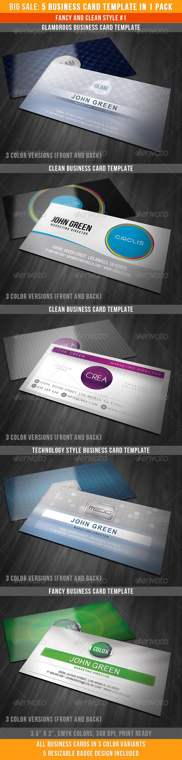 Fancy And Clean Business Cards Bundle - Business Cards Print Templates