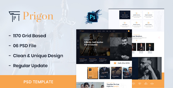 Prigon - Law Firm & Lawyer PSD Template