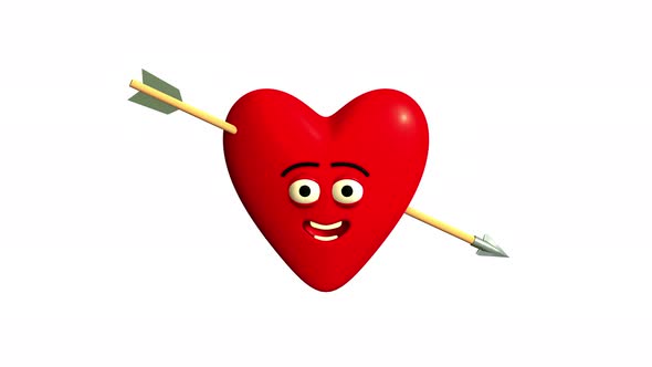 3d Valentine Heart Character Pierced With Arrow