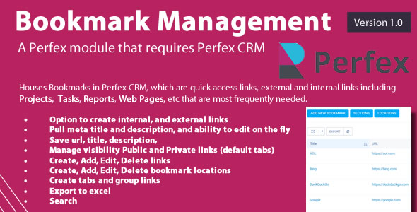 Bookmark links module for Perfex CRM