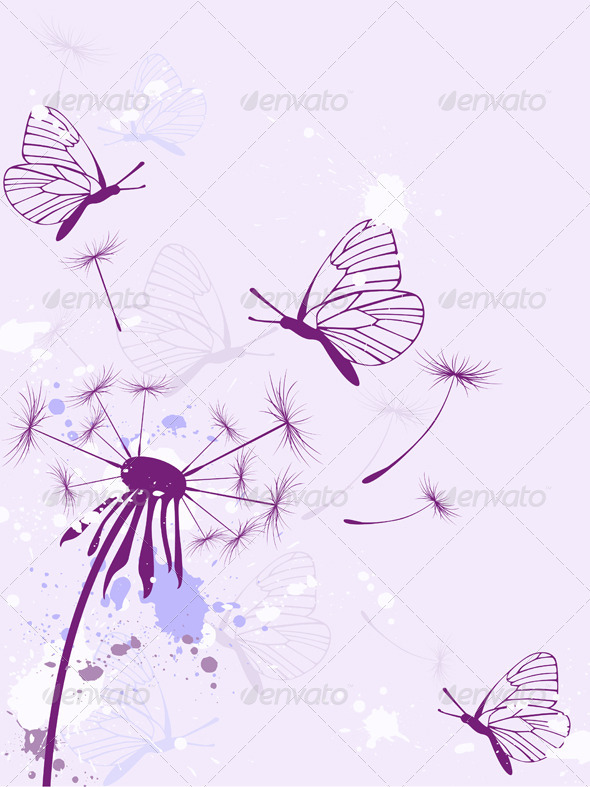 Background with Butterflies - Flowers & Plants Nature