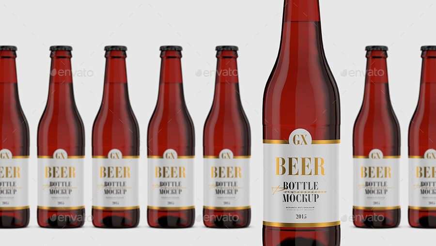 Download Beer Bottle - Amber Glass - Mockup - 350ml by Graxaim | GraphicRiver