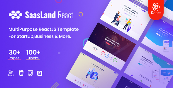 Exceptional Saasland - MultiPurpose React Template For Startup Business