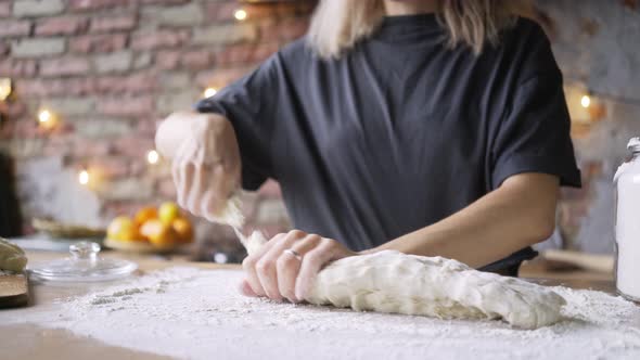 Woman Culinary Blogger Make Homemade Cake