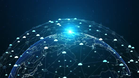 Cloud Computing Cybersecurity digital data technology network connection around the world. alt