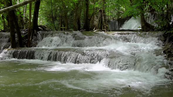 Huai Mae Khamin Waterfall level seven, Kanchanaburi, Thailand - Slow motion