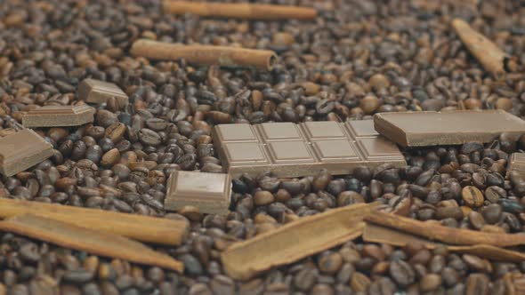 Coffee Grains With Cinnamon And Chocolate