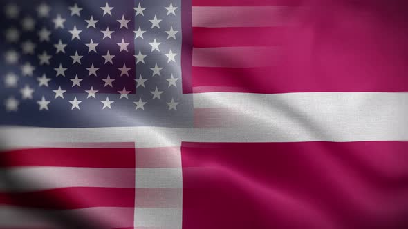 USA Denmark Flag Loop Background 4K