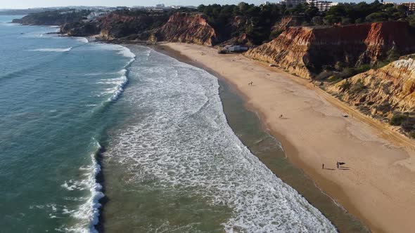 Drone View of the Rocky Coast of the Atlantic Ocean with Sandy Beaches