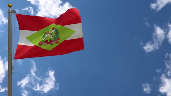 Santa Catarina Flag (Brazil) On Flagpole alt