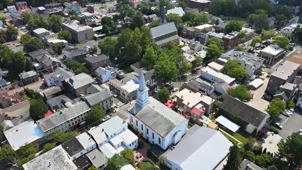 Overhead Aerial View of the Suburban Area Small Town Residential District with of Lambertville New alt