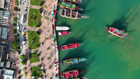 Pirate Harbor aerial view Turkey Alanya 4 K alt