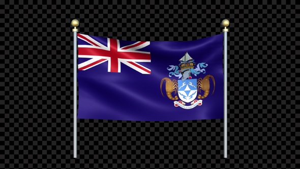 Tristan Da Cunha Flag Waving In Double Pole Looped alt