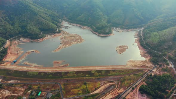 Aerial View of Ban Bang Niew Dam Water Reservoir at Phuket alt