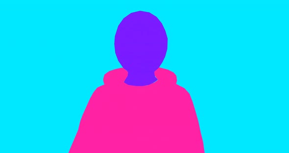 Stylish rotoscoping animation. Man silhouette with a circle instead of a head.