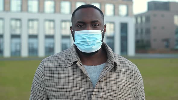 AfricanAmerican Guy Wearing Medical Mask