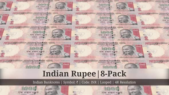 Indian Rupee | India Currency - 8 Pack | 4K Resolution | Looped alt