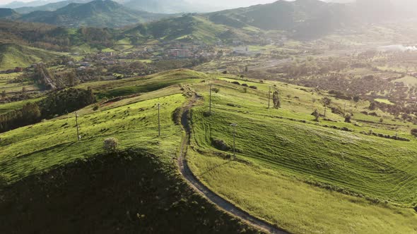 Green Calabrian Hills in the Locride Area Spring at Sunset alt