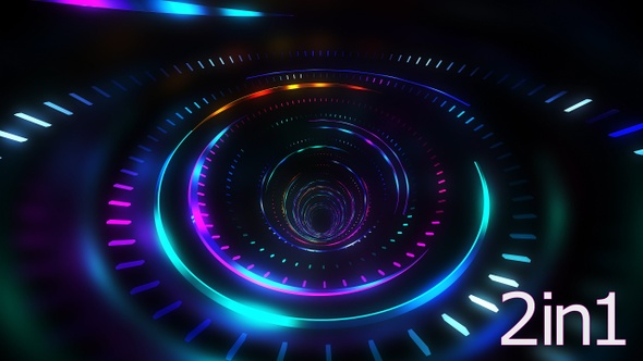 4K Futuristic Neon Glowing Light Streaks Tunnel