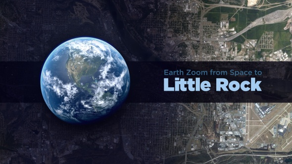 Little Rock (Arkansas, USA) Earth Zoom to the City from Space