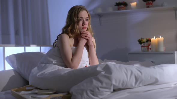 Girl Tearing Flower With Anger, Hating Man Who Betrayed Her, Bedroom Interior alt