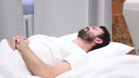 Nightmare Sleeping Restless Man Awakes By Scary Dream alt