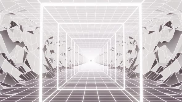 Neon White And Silver Mountains Vj Loop Background HD alt