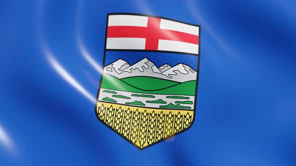 Waving flag of Alberta (the province of Canada). 3d render national flag dynamic background alt