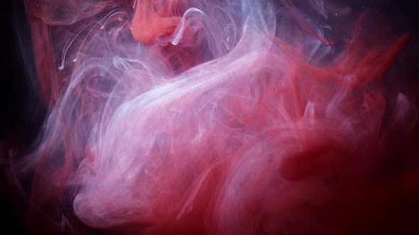 Abstract Ink Colours Flowing in Water. Red and Blue Ink Colours alt