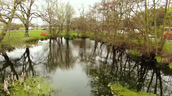 Beautiful drone shot of Pond in London alt