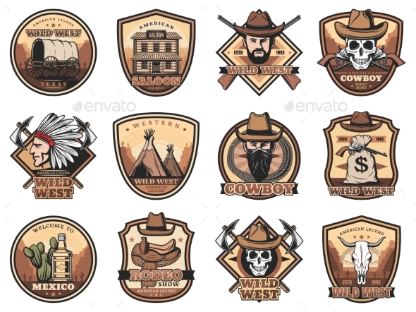 Star sheriff, Colt, dynamite, cowboy boot. Wild West set collection icons  in black,outline style vector symbol stock illustration web. Stock Vector