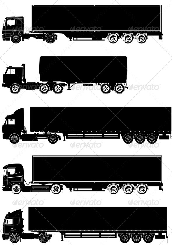 Trucks Silhouettes Set - Man-made Objects Objects